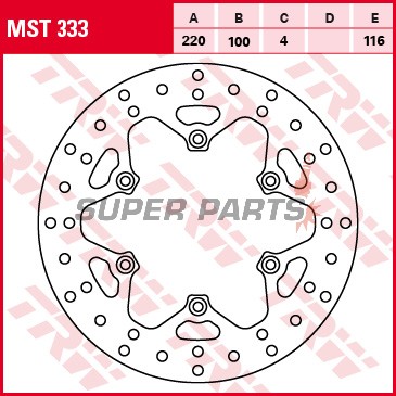 Δίσκος φρένου -TRW- MST333, 220mm, Kawasaki KLX300R + KX125/250/500 (1989-2007)