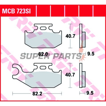 Τακάκια φρένων -TRW- MCB723SI, Bombardier DS/Outlander/Quest 330-650, Can-Am Outlander/Renegade/Maverick 250-1000, Suzuki Vinson/KingQuad 500-700, Yamaha Raptor/Rhino 660-700 (2000-2018)