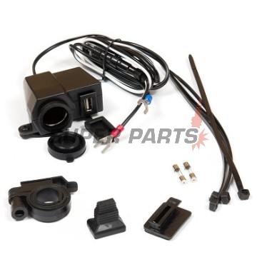 Αντάπτορας USB με αναπτήρα -4 RIDE- 12V, 2.1A, με βάση για τιμόνι 22mm - universal
