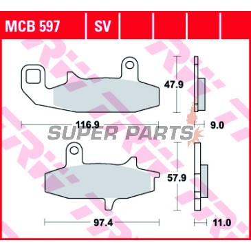 Τακάκια φρένων -TRW- MCB597, Honda VTZ250 Xelvis, Suzuki DR650/650R/RS/RSE/RE/SE, DR750S-800S Big (1988-1996)