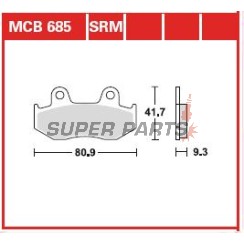 Τακάκια φρένων -TRW- MCB685SRM, sintered, Honda CH125 Spacy, PS125i/150i, SES125/150 Dylan; Suzuki AN250/400 Burgman (1983-2013)