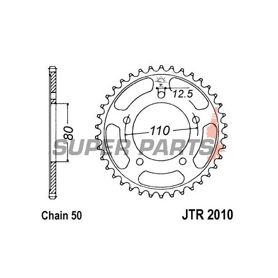 Πίσω γρανάζι -JT- JTR2010,45, 45 δόντια, ατσάλινο, Triumph Adventurer 900 1996-2001, Daytona 750/1000 1991-1995, Daytona 900/1200 1993-1997, Legend 900 1998-2001, Speed Triple 900 1994-1996, Sprint 900 1993-1997, Sprint Sport 900 1998