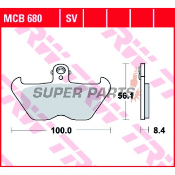 Τακάκια φρένων -TRW- MCB680SV, Beta Evo/Minicross/Minitrial 50-300 2T/4T, BMW K/K1 1000-1200LT/RS, BMW R 850/1100/1150GS/RT/RS/S/C (1988-2005)