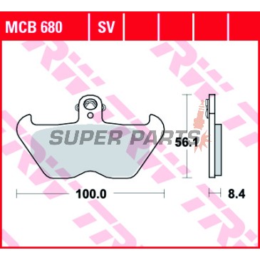 Τακάκια φρένων -TRW- MCB680, Beta Evo/Minicross/Minitrial 50-300 2T/4T, BMW K/K1 1000-1200LT/RS, BMW R 850/1100/1150GS/RT/RS/S/C (1988-2005)