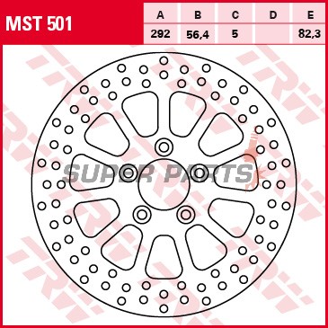 Δίσκος φρένου -TRW- MST501, 292mm, Harley-Davidson Touring/Softail/Dyna/Sportster - Road King, Electra Glide, Fat Boy, Heritage, Night Train, Super Glide, XL 883/1200 (1999-2017)