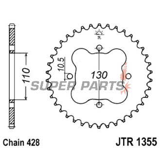 Πίσω γρανάζι -JT- JTR1355,50, 50 δόντια, ατσάλινο, Honda TRX 125 1987-1988, TRX 90 1993-2019