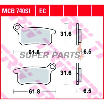 Τακάκια φρένων -TRW- MCB740SI, Husqvarna CR 65 (2012), TC 65 (2017), KTM SX/SXS 65-85cc (2003-2018)