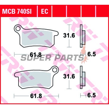Τακάκια φρένων -TRW- MCB740SI, Husqvarna CR 65 (2012), TC 65 (2017), KTM SX/SXS 65-85cc (2003-2018)