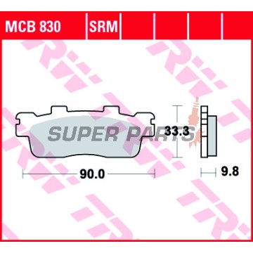 Τακάκια φρένων -TRW- MCB830SRM, sintered, Kawasaki J125 125 (2016-2017), J300 300 (2014-2016), Kymco Downtown 125-200i (2009-2017), Kymco People GT 125-200i (2012)