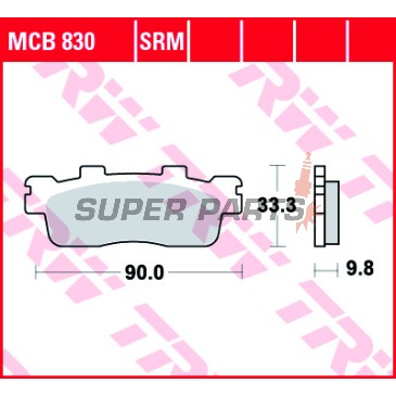 Τακάκια φρένων -TRW- MCB830SRM, sintered, Kawasaki J125 125 (2016-2017), J300 300 (2014-2016), Kymco Downtown 125-200i (2009-2017), Kymco People GT 125-200i (2012)
