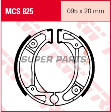 Σιαγόνες φρένων -TRW- MCS825, 95x20mm, Honda CR50/60/80R, CRF70F/100R, CRM75, QR50, XR70/XR100R, Dio, Wallaroo, Vision (1982-2010), Kymco CX50, DJ50, DJW/DJX/DJY50, ZX50 Fever (1991-2007), HSC HSC01, SR50, ZR50, ZX50 (1992)