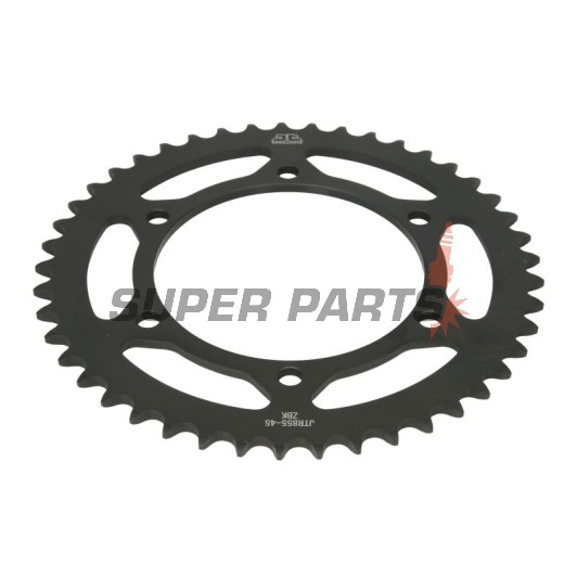 Πίσω γρανάζι -JT- JTR855,45ZBK, 45 δόντια, μαύρο ψευδάργυρος, ατσάλινο, Yamaha DT 250 1975, 1977-1982, MT-03 660 2006-2013, XJ 600 1992-2003, XT 660 2004-2016, XTZ 660 2008-2009, XTZ 750 1990-1998