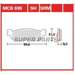 Τακάκια φρένων -TRW- MCB699SRM, sintered, Yamaha VP X-City 250, YP Majesty 250, X-Max 125/250/400 ABS & Sport (1998-2017)