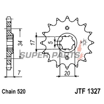 Μπροστινό γρανάζι -JT- JTF1327,15, 15 δόντια