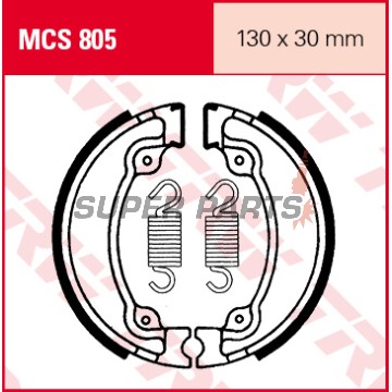 Σιαγόνες φρένων -TRW- MCS805, 130x30mm, Honda CA 125 Rebel (1995-2000), CMX 250C Rebel (1997-2000), VT 125 Shadow (1999-2005), XL 500/600R, Transalp, Paris Dakar (1979-1990), XR 500/600R (1981-1987)