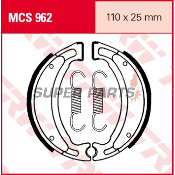 Σιαγόνες φρένων -TRW- MCS962, 110x25mm, Aprilia SR/Rally/Scarabeo 50, Malaguti F10/F12/Ciak 50-100, MBK Booster/Ovetto/Stunt 50, Skyliner 125/250, Yamaha BWS/Jog/Neos 50, Zuma/Cygnus 125, TT-R/TW 125-200, Blaster 200, Raptor/Grizzly 50-125