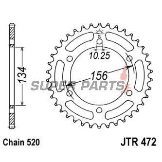Πίσω γρανάζι -JT- JTR472,40, 40 δόντια, ατσάλινο, Kawasaki KR-1 250 1989-1991, ZR 250 1991-1995