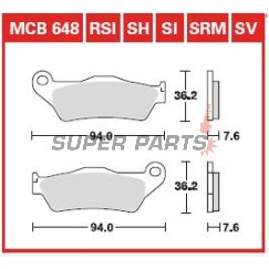 Τακάκια φρένων -TRW- MCB648SRM, sintered, Alfer 250, Aprilia MX/Mana/Pegaso/RST, ATK Cross/Enduro, BMW G450X/HP2, Ducati Monster, Gas Gas EC, Husqvarna SM/TE/WR, KTM Adventure/EXC/SX, Moto Guzzi Stelvio, Yamaha TT/Majesty