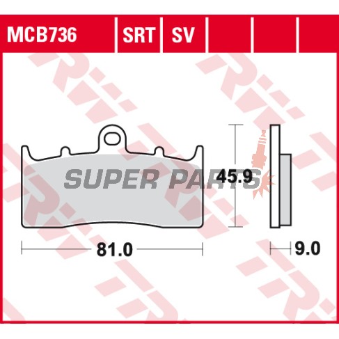 Τακάκια φρένων -TRW- MCB736, BMW K, R series - K1200/1300/1600 GT, GTL, LT, R, Sport; R850/1100/1150/1200 R, RS, RT, GS, Rockster, CL - 2000-2018