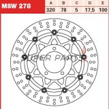 Δίσκος φρένου -TRW- MSW278, 320mm, Triumph Daytona 955i (2001-2006), Speed Triple 955/1050/R (2002-2015), Sprint 1050ST (2011), Tiger 1050/SE/Sport ABS (2006-2013)