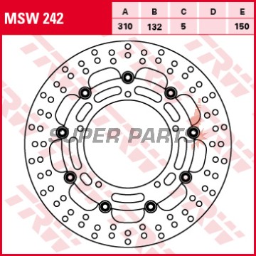 Δίσκος φρένου -TRW- MSW242, 310mm, Yamaha FZ8/Fazer 800, XT1200Z Super Tenere/Worldcrosser, YZF-R1 1000, YZF-R6 600 (2004-2019)