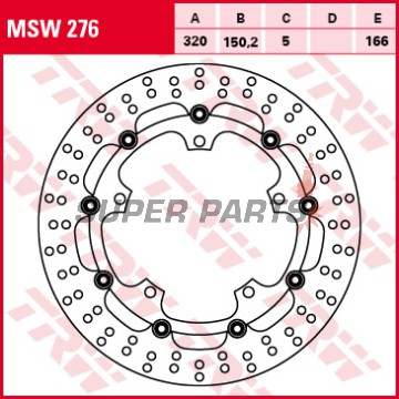 Δίσκος φρένου -TRW- MSW276p 320mm, Triumph Speed Triple 1050 (2008-2017), Sprint GT 1050 (2010-2012), Tiger 1050/1050SE (2011-2012), Trophy 1200 (2013-2016)