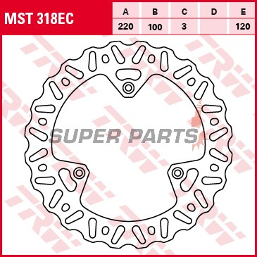 Δίσκος φρένου -TRW- MST318EC, 220mm, Suzuki RM85/RM85L (2005-2018); Yamaha YZ80 (1993-2001), YZ85 (2002-2020)