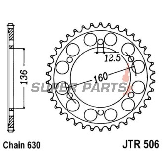 Πίσω γρανάζι -JT- JTR506,40, 40 δόντια, ατσάλινο, Kawasaki GPZ 1000 1986-1989