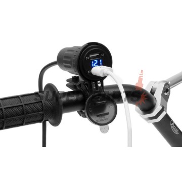 Αντάπτορας USB -4 RIDE- 12V, 2xUSB (1A + 2.1A), 2 pin, με βάση για τιμόνι 22mm - universal