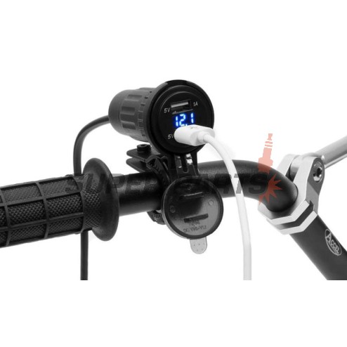 Αντάπτορας USB -4 RIDE- 12V, 2xUSB (1A + 2.1A), 2 pin, με βάση για τιμόνι 22mm - universal