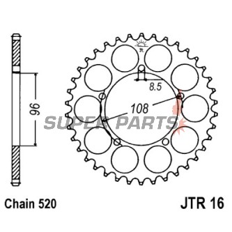 Πίσω γρανάζι -JT- JTR16,44, 44 δόντια, ατσάλινο, Aprilia Tuareg 125 1986-1988, Gilera XR1 125 1988