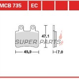 Τακάκια φρένων -TRW- MCB735EC, Derbi Senda/Terra/Cross City 125 2004-2008; Italjet Jet Set/Millenium 100-150 2001-2003; Peugeot Elyseo/Elystar/Satelis 50-600 2000-2012; Yamaha DT