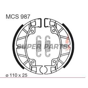 Σιαγόνες φρένων -TRW- MCS987, 110x25mm, Piaggio/Vespa Sfera 1 50 (1991-1994), Sfera 2 80 (1994-1996)