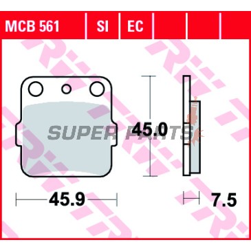 Τακάκια φρένων -TRW- MCB561SI, Honda CR/CRF/TRX 80-420 1992-2020; Kawasaki KFX/KX 65-450 1987-2020; Suzuki LT/RM 65-500 1987-2008; Yamaha Grizzly/Raptor/YFZ/YZ 80-660 1989-2020