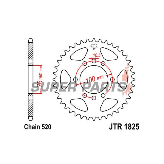 Πίσω γρανάζι -JT- JTR1825,40, 40 δόντια, ατσάλινο, Suzuki DR 750 1988, GN 400 1980-1982, GS 1000 1978, GSX-R 1100 1989-1994, GSX-R 250 1987-1989, LT 250 1985-1986, LT 300 1987-1989, LT 500 1987-1990, RG (RGV) 125 1992-1994, SG 350 1991-1992
