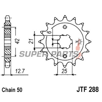 Μπροστινό γρανάζι -JT- JTF288,18, 18 δόντια, Honda CB 500 1972-1977, CB 550 1975-1980, CB 750 1971-1977