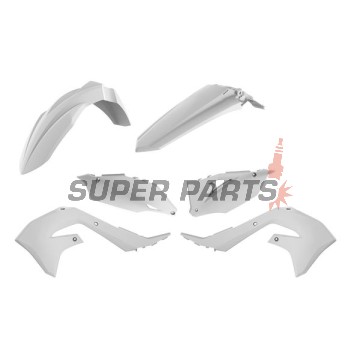 Σετ πλαστικών -POLISPORT- λευκά, KAWASAKI KX 450 2019-2021
