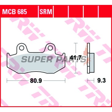 Τακάκια φρένων -TRW- MCB685, Honda CH125 Spacy, PS125i/150i, SES125/150 Dylan; Suzuki AN250/400 Burgman (1983-2013)