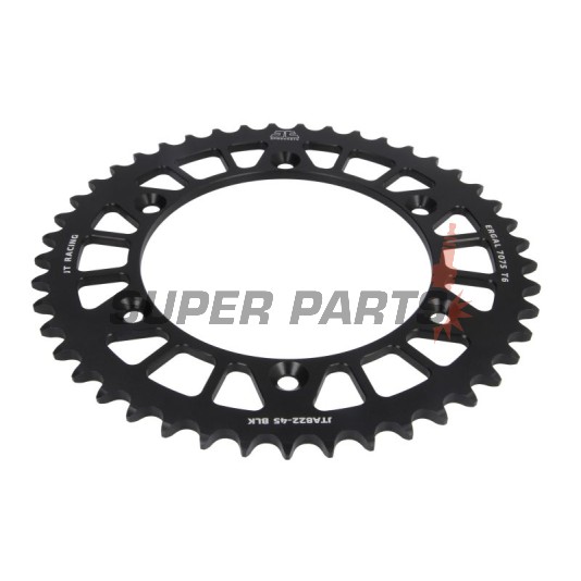 Πίσω γρανάζι -JT- JTA822,45BLK, 45 δόντια, μαύρο, αλουμινίου, Betamotor RR 250/400/450 2005-2012, RR 520 2010-2014, RR 525 2005-2009, RR Enduro 250/450/525 2005-2008, RR Enduro 350 2011-2012, RR Enduro 400 2010-2012, Cagiva WMX 125/250 1989-1992