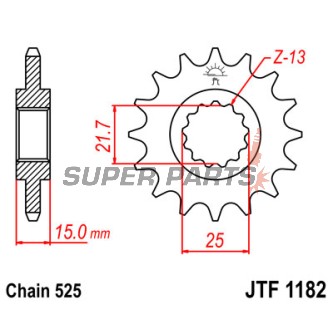 Μπροστινό γρανάζι -JT- JTF1182,15, 15 δόντια, Triumph Daytona 600 2003-2004, TT 600 2000-2004