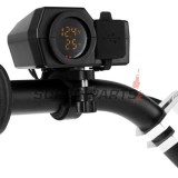 Αντάπτορας USB -4 RIDE- 12V, 2xUSB (Type C) + βολτόμετρο, με βάση καθρέφτη/τιμόνι 22mm - universal