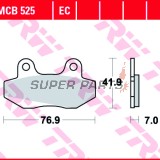 Τακάκια φρένων -TRW- MCB525, Daelim City Ace 110, Derbi GP1 50, Honda CH Spacy 125, MBX 50/80, NSR 50/75/80R, Hyosung GT/Comet 125/250/650, GV Aquila 125/250/650, RX/XRX/Karion 125, Kymco Active/Jetix/Nexxon 50, Pulsar 125