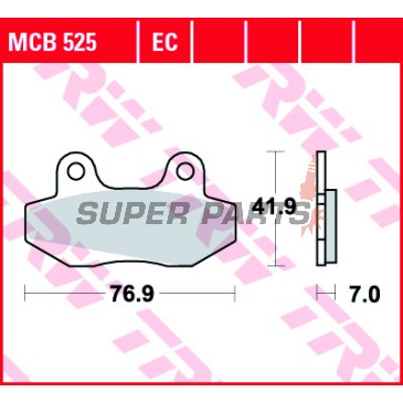 Τακάκια φρένων -TRW- MCB525, Daelim City Ace 110, Derbi GP1 50, Honda CH Spacy 125, MBX 50/80, NSR 50/75/80R, Hyosung GT/Comet 125/250/650, GV Aquila 125/250/650, RX/XRX/Karion 125, Kymco Active/Jetix/Nexxon 50, Pulsar 125