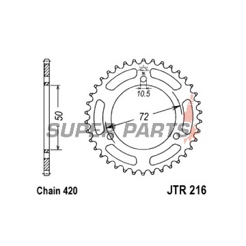Πίσω γρανάζι -JT- JTR216,47, 47 δόντια, ατσάλινο, Honda NS-1 75 1992-1996, NSR 50 1989-1993, 2004, NSR 75 1990-2000