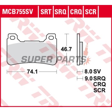 Τακάκια φρένων -TRW- MCB755SV, Honda CB 1000R, CBR 600RR/1000RR Fireblade - 600/1000cc, 2003-2016