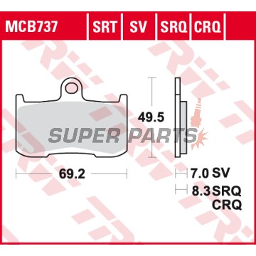 Τακάκια φρένων -TRW- MCB737SV, Kawasaki Z/ZR/ZRX - Z800/Z900/Z1000, ZR800, ZRX400 - 400-1000cc, 1998-2018