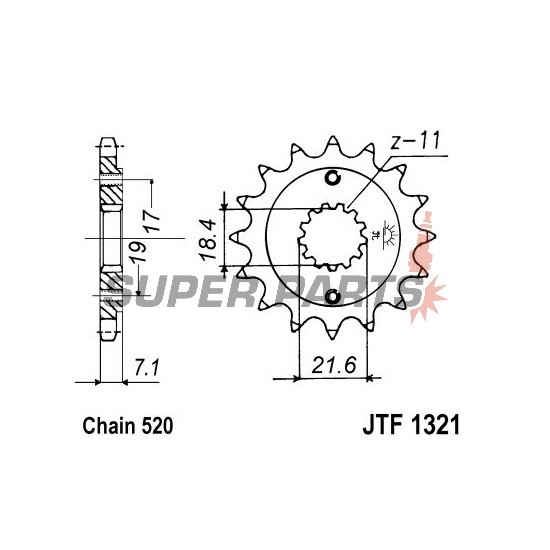 Μπροστινό γρανάζι -JT- JTF1321,12, 12 δόντια, Honda CB 300 2015-2018, CBF 250 2004-2006, CBR 250 2011-2015, CBR 300 2014-2020, CBX 250 2000-2004, CMX 300 2017, CRF 250 2013-2021, XR 250 1996-2004