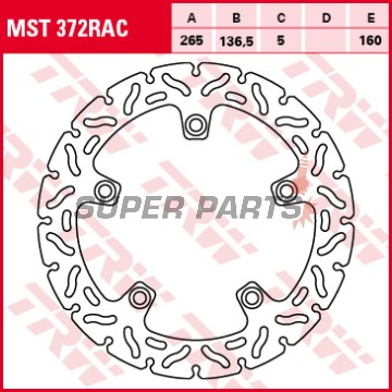 Δίσκος φρένου -TRW- MST372RAC, 265mm, BMW F650GS/F700GS/F800GS-ST-R-GT + HP2 + K1200/K1300 + R1200GS/RT/R/S/ST + R nineT + Husqvarna Nuda 900 (2003-2016)