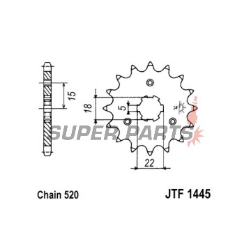 Μπροστινό γρανάζι -JT- JTF1445,11, 11 δόντια, Kawasaki KX 125 1995-2008, Suzuki LT 250 1985