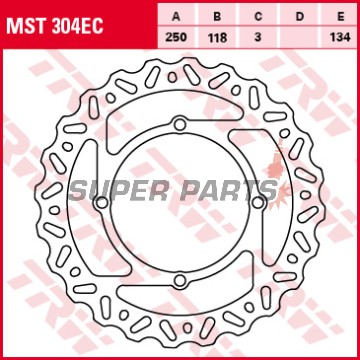 Δίσκος φρένου -TRW- MST304EC, 250mm, Suzuki RM-X450Z (2010-2019)/RM-Z250 (2007-2019)/RM-Z450 (2005-2018)